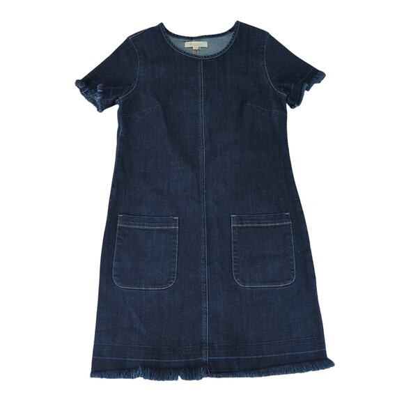 Vince Camuto Dresses & Skirts - Turo Vince Camuto Short Sleeve Denim Dress Sz 6 Stretch Crewneck Utility Pockets